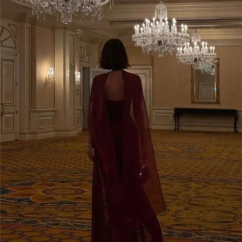 Load image into Gallery viewer, Elegant Strapless Sexy Maxi Dress For Women Gown With Scarf Off-shoulder Sleeveless Backless Split Beach Long Dress
