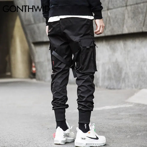 Load image into Gallery viewer, Ribbon Buckle Multi-Pockets Harem Joggers Pants Streetwear 2023 Men Hip Hop Casual Cargo Sweatpants Trousers Pants Male
