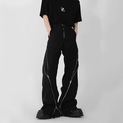 Load image into Gallery viewer, Zipper Men Wear Slit Micro-cropped Pants Wide Leg Loose Male Trousers Streetwear 2025 Spring New Fashion Tide 9A5414
