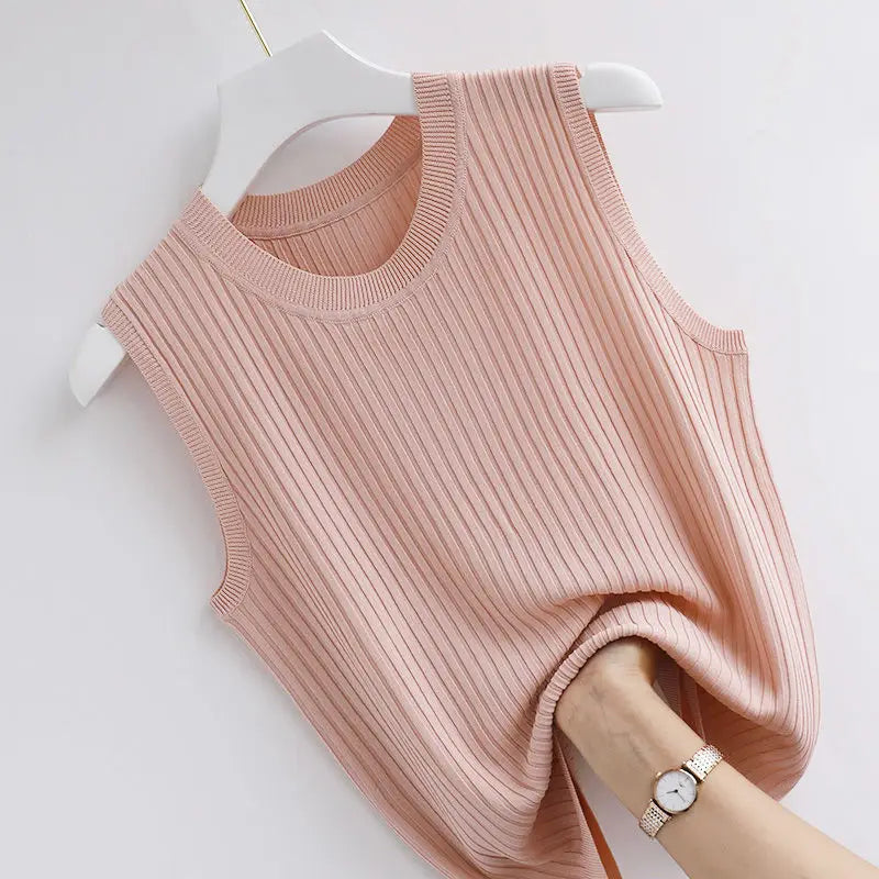 Camisole Summer Cropped Knit Slim Sleeveless Tops Female Fashion 2024 Chic Lady Crop Top Solid Tank Tops Femme