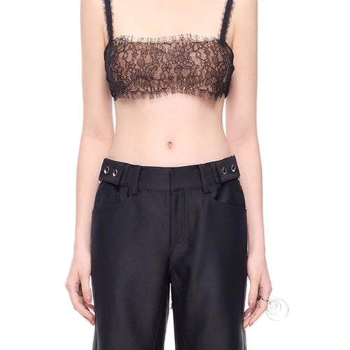 Load image into Gallery viewer, Solid Spliced Lace Minimalist Vests For Women Square Neck Sleeveless Sexy Chic Vest Female Fashion Style Clothes
