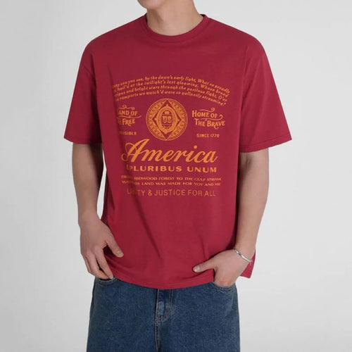 Load image into Gallery viewer, Letter Printed Men's Short Sleeve T-shirts New Summer Round Neck Design Loose Handsome Trendy T-shirt Male Top 9W1630
