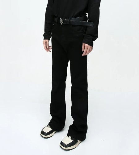 Men's Wear Boot-cut Jeans Simple Black Slim Fit Elastic Micro Pull Denim Pants Four Seasons Summer New Fashion Trend 9W1987