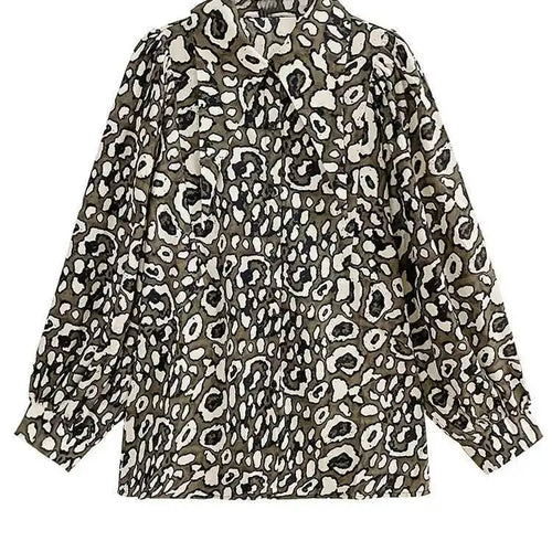 Load image into Gallery viewer, Women Black Big Size Leopard Print Blouse New Lapel Long Sleeve Loose Fit Shirt Fashion Tide Spring Autumn 2025 1DF5143

