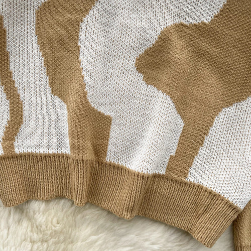 Load image into Gallery viewer, Korean Long Sleeved Patchwork Office Crochet Sweater For Women Autumn Winter Holiday Knit Pullover Tops Fashion Casual Popular
