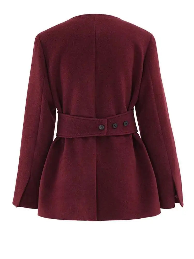 Big Size Red Blazer Wide Leg Pants Two Piece Suit New V-Neck Long Sleeve Women Fashion Tide Spring Autumn 2025 LM0110803