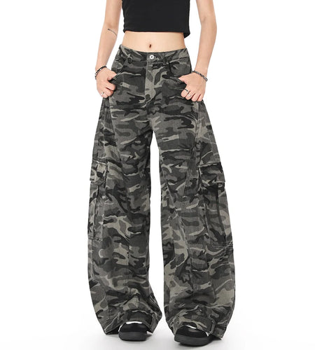 Men's Cargo Pants New American Straight Wide Leg Chic Curved Knife Stylish High Street Male Casual Summer Bottoms 9W1923