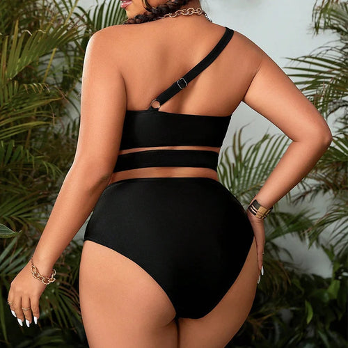 Load image into Gallery viewer, Big Size Women&#39;s Bikinis Trend 2025 Halter Two Piece Female Bikinis Sets Bandage Sexy Swimsuit Solid High Waist Swimwear
