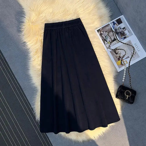 Load image into Gallery viewer, Vintage Black Red Elegant High Waist Woolen Long Skirt Women 2024 Autumn Winter Grey Vacation Party A Line Pleated Skirt Popular
