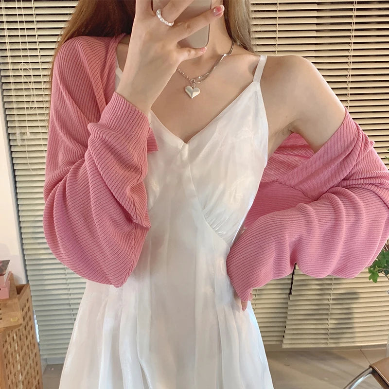 Beach Sun Protection Clothing Outside Shawl Sun Protection Cardigan Cover Knit Jacket Sunscreen Clothes Women Summer Coat Shirt
