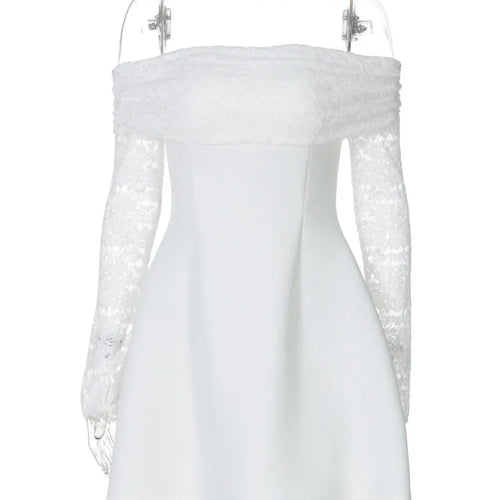 Load image into Gallery viewer, Off-shoulder Long Sleeve Sexy Mini Dress For Women Robe Strapless Backless High Waist A-line Elegant Club Party Dress
