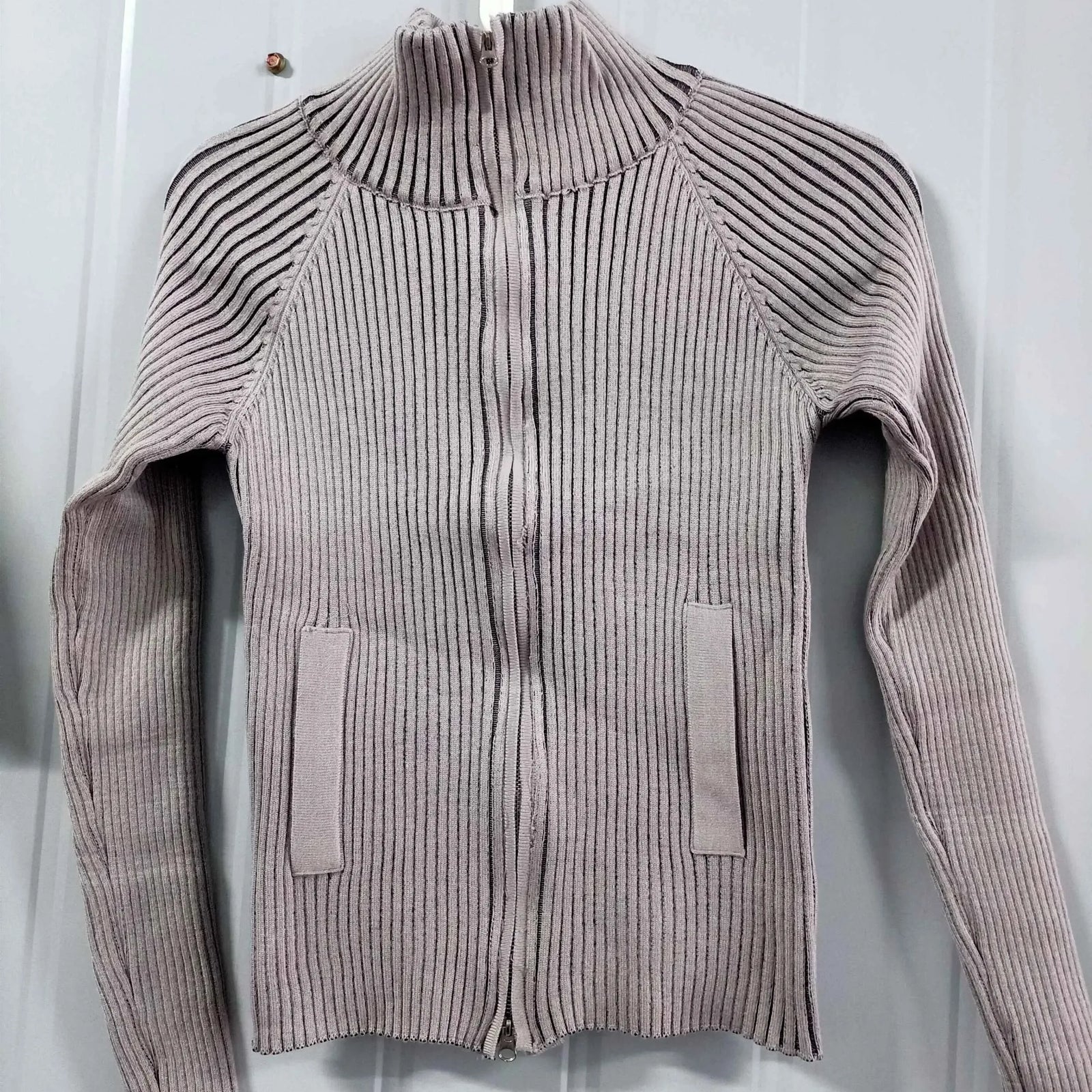 Vintage Zip Up Cardigan Womens Coats Korean Knitted Streetwear Stand  Collar Sweaters 2025 Slim All Match Striped Y2k Jackets