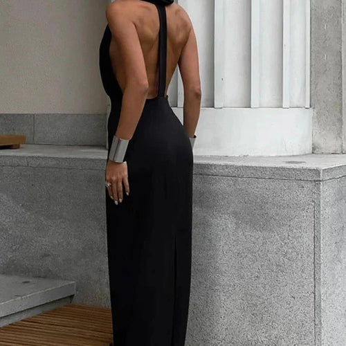 Load image into Gallery viewer, Deep V Neck Backless Hooded Long Dresses Fall 2023 Sexy Black Dress Women Elegant Party Night Club Outfits C83-CD32
