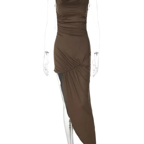 Load image into Gallery viewer, Summer Ruched Split Maxi Dress Women Gown Fashion Solid O Neck Sleeveless High Waist Tank Dress 2025 New Dresses
