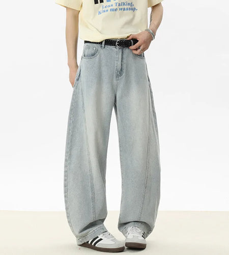 Male Jeans Starry Sky Pattern Splicing Solid Color New Korean Causal Trendy Straight Leg Men's Loose Bottom Tide 9W1252