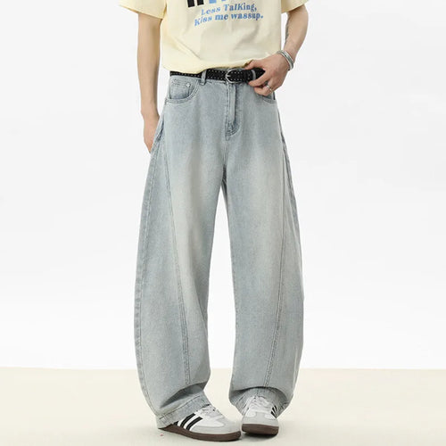 Load image into Gallery viewer, Male Jeans Starry Sky Pattern Splicing Solid Color New Korean Causal Trendy Straight Leg Men's Loose Bottom Tide 9W1252
