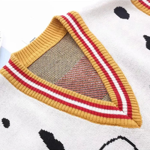 Load image into Gallery viewer, Women&#39;s Cartoon Dog Embroidery Knitted Sweaters Sleeveless Vest  Winter Warm V-Neck Female Jumpers Pullovers
