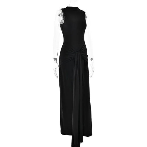 Load image into Gallery viewer, Half High Collar Irregular Tank Dress For Women 2024 New Fashion Sleeveless Bodycon Ruched Sexy Long Dress Elegant
