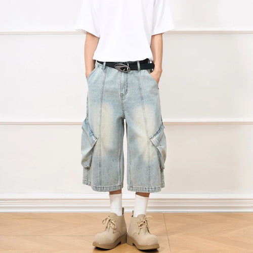 Load image into Gallery viewer, Men&#39;s Jeans New American Style Distressed Washed Multi Pockets Trendy Straight Leg Stylish Male Casual Bottoms 9W1910
