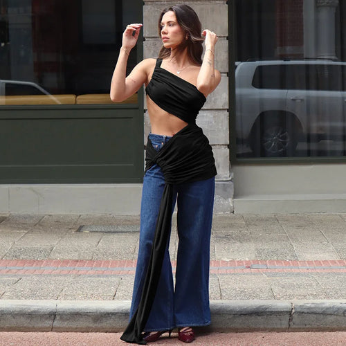 Load image into Gallery viewer, Hollow Out Lace Draped Sexy Maxi Dress For Women Gown Fashion One Shoulder Sleeveless Backless Bodycon Long Dress
