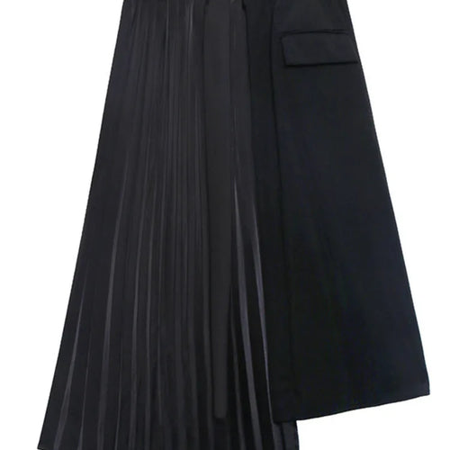 Load image into Gallery viewer, Black T-shirt Pleated Irregular Half-body Skirt Two Pieces Suit New Round Neck Women Fashion Spring Summer 2025 1DH5042
