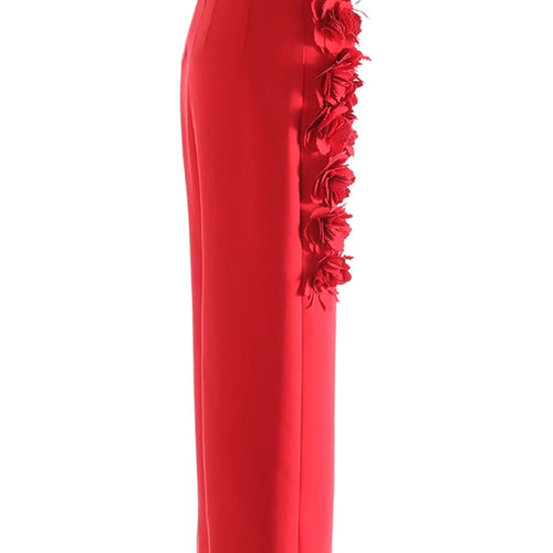 Load image into Gallery viewer, High Waist Red Three-dimensional Flower Elegant Midi Half-body Skirt Women Fashion Tide New Spring Autumn 2025 1DJ0914
