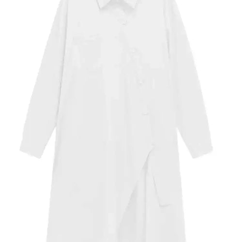 Load image into Gallery viewer, Women Purple Irregular Button Slit Big Size Shirt Dress New Lapel Long Sleeve Fashion Tide Spring Autumn 2025 1DH4827
