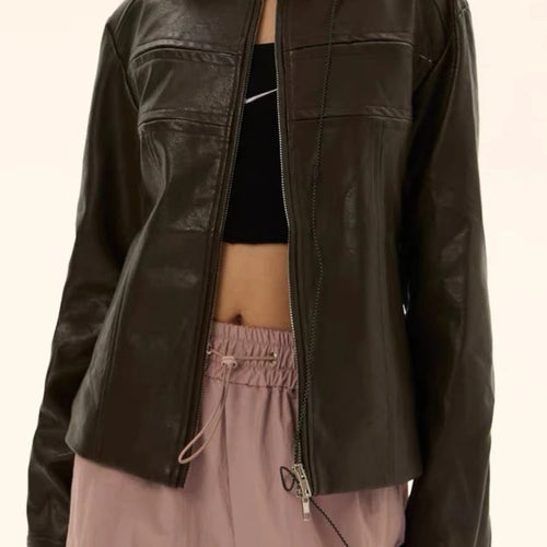 Load image into Gallery viewer, Autumn Harajuku Vintage Bomber Jacket Women Clothes Streetwear Casual Outwear 2025 Ropa Mujer Loose PU Coat Y2k Aesthetic Tops
