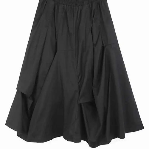 Load image into Gallery viewer, High Elastic Waist Black Irregular Pleated Casual Midi Half-body Skirt Women Fashion Tide New Spring Autumn 2025 1DJ0124
