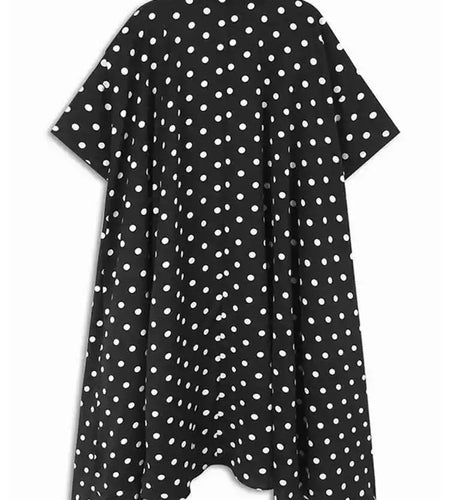 Women Black Dot Printed Irregular Hem Big Size Blouse New Lapel Short Sleeve Shirt Fashion Tide Spring Summer 2025 1DH6310