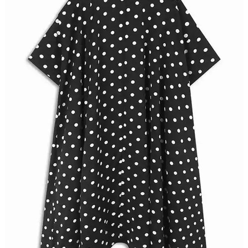 Load image into Gallery viewer, Women Black Dot Printed Irregular Hem Big Size Blouse New Lapel Short Sleeve Shirt Fashion Tide Spring Summer 2025 1DH6310
