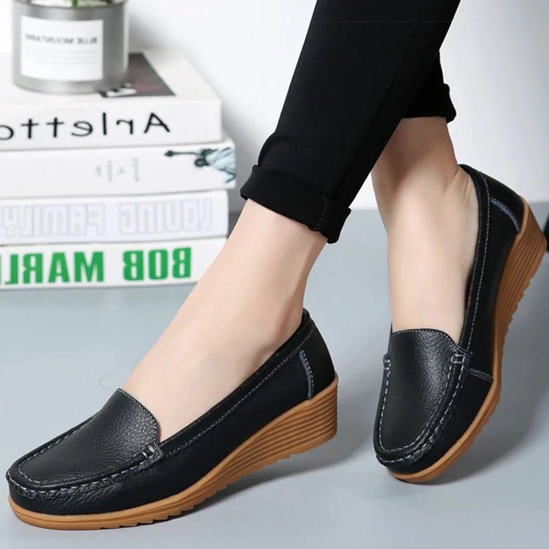 Woman Shoes Women Leather Shoes Slip-on Flat Shoes Women's Loafers White Zapatos De Mujer Comfortable Casual Footwear Women 2025