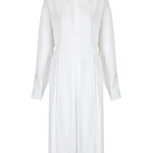 Load image into Gallery viewer, Women White Big Size Pleated Long Blouse New Lapel Long Sleeve Loose Fit Shirt Fashion Tide Spring Autumn 2025 CPG0522
