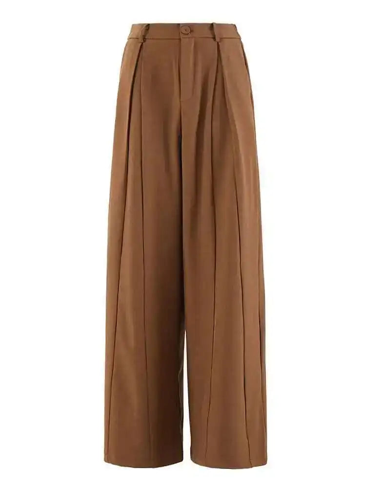 Big Size Blazer Pleated Wide Leg Pants Two Piece Suit New V-Neck Long Sleeve Women Fashion Tide Spring Autumn 2025 CPDB248