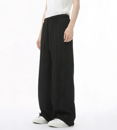 Men's Casual Clothing Korean Fashionable Elastic Waist Straight Leg Design Solid Color Male Trousers Simple Bottoms 9W1596