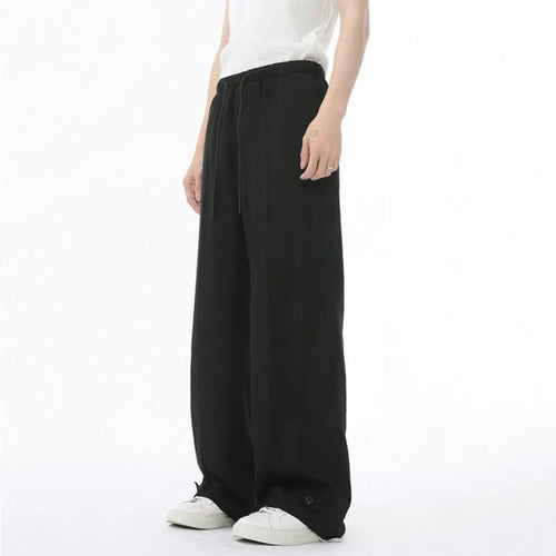 Load image into Gallery viewer, Men's Casual Clothing Korean Fashionable Elastic Waist Straight Leg Design Solid Color Male Trousers Simple Bottoms 9W1596
