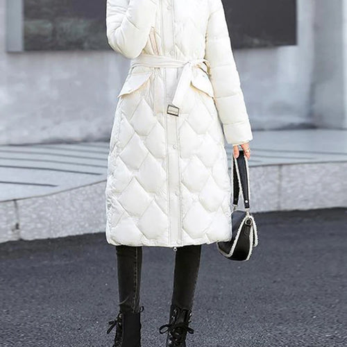 Load image into Gallery viewer, Bright Cotton Jackets for Women Winter Korean Parkas Female Fashion Mid Long Slim Warm White Cofee Khaki Coat Female
