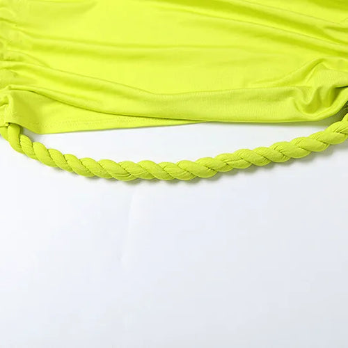 Load image into Gallery viewer, Green Sexy Two Piece Sets Women Oblique Shoulder Crop Tops And Maxi Skirt Female Thigh High Split Ruched Long Dress
