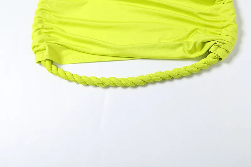 Green Sexy Two Piece Sets Women Oblique Shoulder Crop Tops And Maxi Skirt Female Thigh High Split Ruched Long Dress