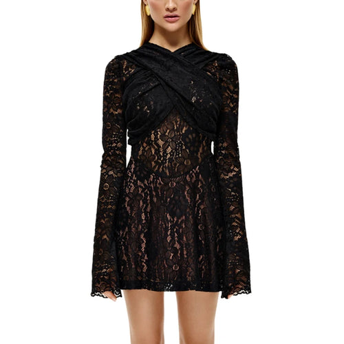 Load image into Gallery viewer, Sexy Lace Patchwork Long Sleeved Dress For Women New 2024 Bodycon Tight Female Vestidos Fashion Party Evening Miss Dress
