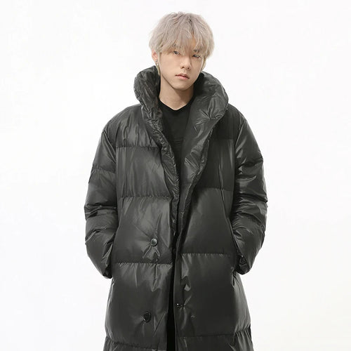 Load image into Gallery viewer, Simple Men&#39;s Down Jackets Stand Collar Long Single Breasted Casual Male Coats Solid Color Loose Overknee Menswear 9C9217
