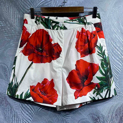 Load image into Gallery viewer, Print Two Piece Sets For Women Square Collar Sleeveless Short Tank Top High Waist Short Pants Casual Set Female Fashion 2023
