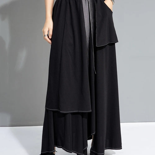 Load image into Gallery viewer, High Elastic Waist Black Irregular False Two Denim Half-body Skirt Women Fashion Tide New Spring Autumn 2025 1DJ0910
