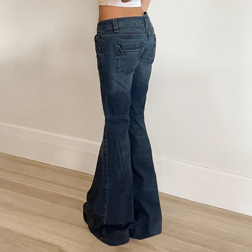 Load image into Gallery viewer, Vintage Y2K Aesthetic Skinny Flared Jeans Female Harajuku Korean Low Rise Boot Cut Denim Trousers 2000s Kawaii Bottom
