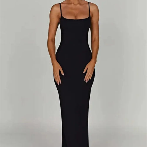 Load image into Gallery viewer, Spaghetti Strap Backless Bodycon Maxi Dress Women Autumn New Thickened Fabric Sleeveless Club Party Sexy Long Dress
