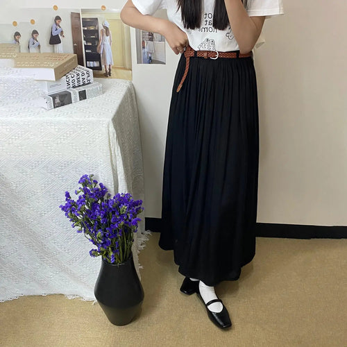 Load image into Gallery viewer, Spring Summer New Solid Elegant Vacation Party Pleated Skirt Women's French Fashion Elastic Waist Office Long Skirt Trend Simple
