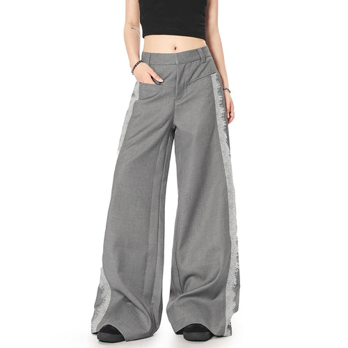 Load image into Gallery viewer, Men's Suit Pants Spliced Lace Edge Design Solid Color Simple Trendy Straight Wide Leg Stylish Male Summer Clothing 9W1961
