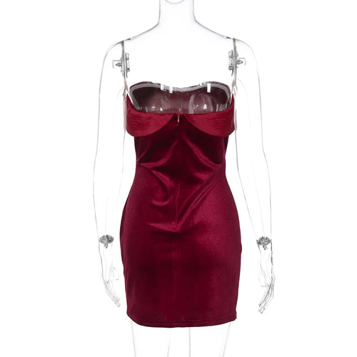 Load image into Gallery viewer, Velvet Off-shoulder Strapless Sexy Mini Dress For Women Robe Fashion Backless Sleeveless Club Party Dress Elegant
