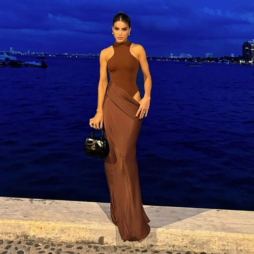 Load image into Gallery viewer, Women Sexy Party Club Evening Bodycon Sleeveless Long Dress Backless Soild Color Elegant Summer Dress
