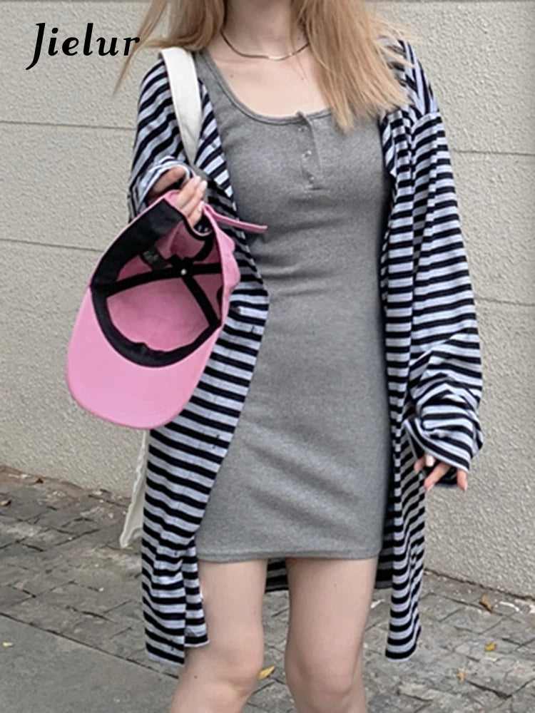 Office Lady Summer Knitted Pure Color Women's Dresses Korean Style O-neck Sleeveless Slim Sexy Tight Hip Female Dress